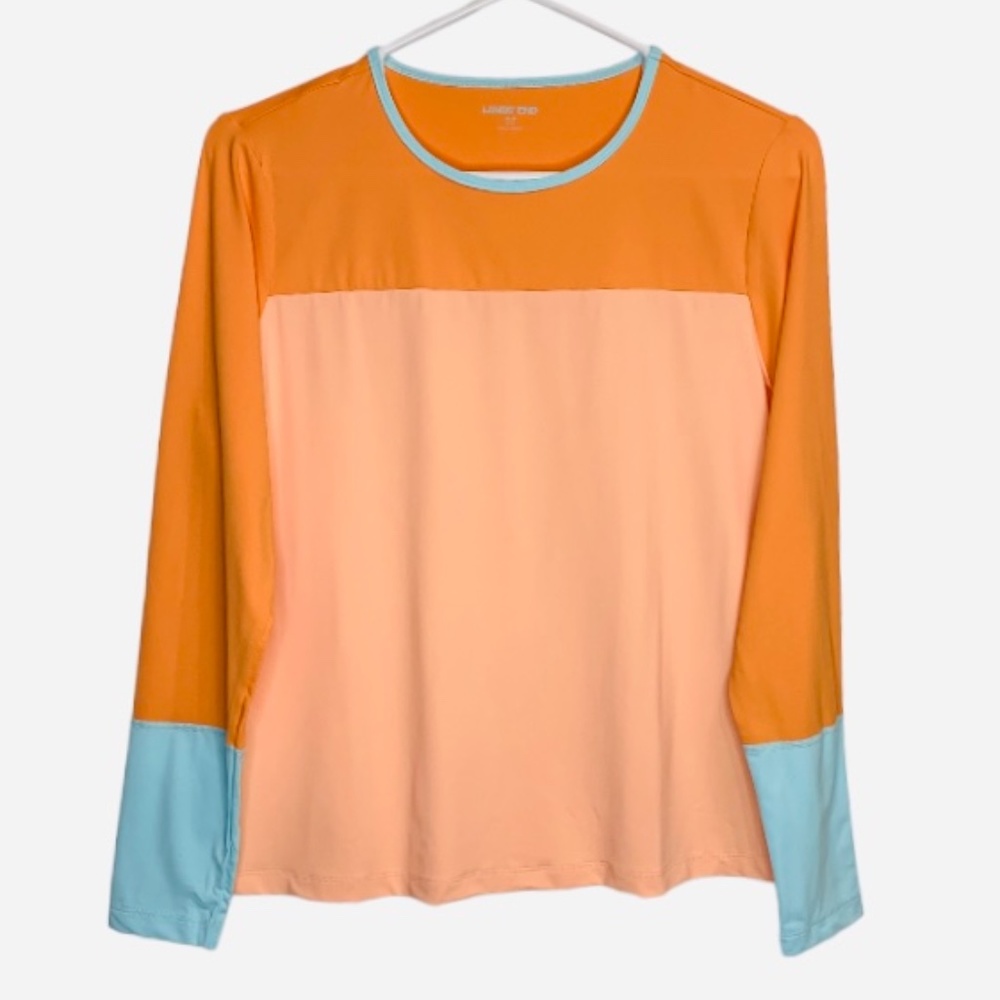 LANDSEND Women's PETITE  Crew Neck Long Sleeve Rash Guard UPF 50 SPF Swim Tee